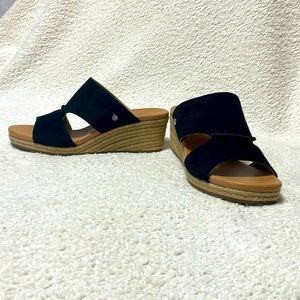 UGG Black Suede Eirene Wedge Sandals - Women's Size 7.5 Like New